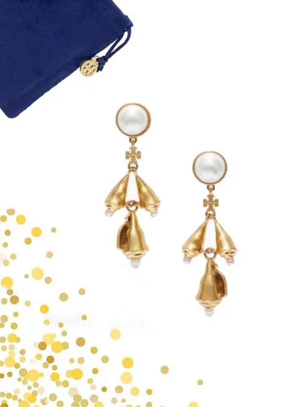TORY BURCH Poetry of Things Pearl Shell Earrings NWOT